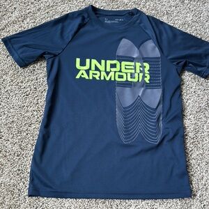 Under Armour Dark Blue Tee with Neon Graphic